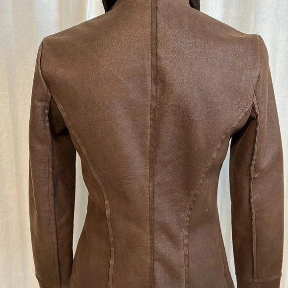 Shearling Faux Fur Jacket Brown, Size S - Picture 8 of 10